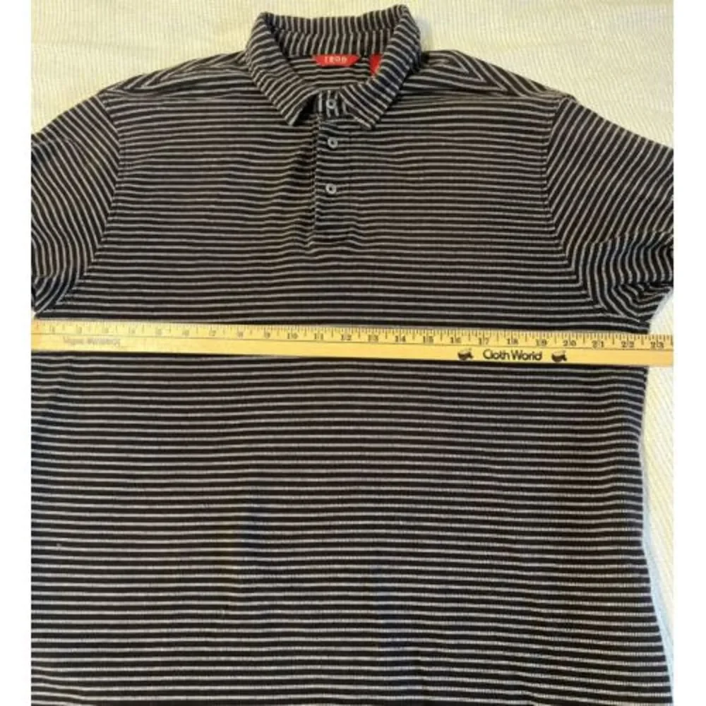 Izod Luxury Sport Polo‎ Mens L Short Sleeve Black & White Stripe - Pre Owned
